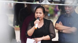 Bà Nguyễn Thị Lan, bí thư Đảng ủy xã Đồng Tâm, tại buổi chủ tịch UBND thành phố Hà Nội đối thoại với người dân - Ảnh: NGUYỄN KHÁNH