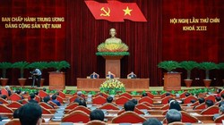 Tổng Bí thư Nguyễn Phú Trọng phát biểu bế mạc hội nghị. 