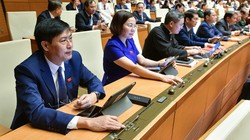 Đại biểu bấm nút thông qua dự án “1 luật sửa 4 luật”. Ảnh: QH