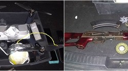 Khẩu AK47 cùng đạn dược và thiết bị bay không người lái được gắn thuốc nổ được tìm thấy trên xe (Ảnh: Business Insider)