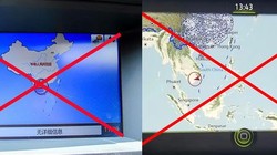 Bản đồ có hình ảnh vi phạm chủ quyền quốc gia Việt Nam trên các mẫu Zotye (trái) và Volkswagen Touareg (phải).