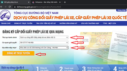 Cổng dịch vụ công quốc gia cung cấp dịch vụ đổi giấy phép lái xe