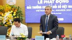ông Nguyễn Minh Hồng - Chủ tịch Hội Truyền thông số Việt Nam, Trưởng ban Tổ chức Giải thưởng VDA 2021 phát biểu tại lễ phát động Giải thưởng tại Hà Nội ngày 30/3/2021