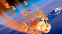 Minh họa tàu vũ trụ ATV của châu Âu phát nổ và bị đốt cháy khi rơi vào bầu khí quyển trái đất (ESA/D. Ducros)