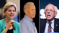 3 ứng cử viên hàng đầu của Đảng Dân chủ tranh cử tổng thống 2020: Elizabeth Warren, Joe Biden và Bernie Sanders. Ảnh: NYPost