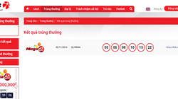 Thông báo trên trang chủ Vietlott