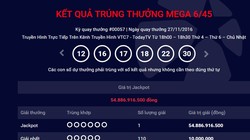 Kết qủa trúng thưởng Mega 6/45 ngày 27/11 được công bố trên trang chủ Vietlott