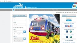 Giao diện trang website bán vé tàu của ngành Đường sắt Việt Nam.