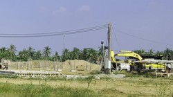 Khu vực thi công nền móng Bệnh viện đa khoa tỉnh Kiên Giang - Ảnh: K.Nam