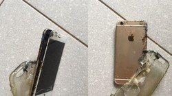 Hình ảnh chiếc iPhone 6 của anh Tâm sau khi phát nổ. Ảnh: NVCC.