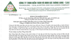 BCTC năm 2016 được kiểm toán bởi Cty Kiểm toán và Định giá Thăng Long – TDK của KLF là không hợp lệ.