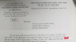 Công văn số 2340/VP-DA ngày 12/3/2018 của Văn phòng Ủy ban Nhân dân Thành phố Hồ Chí Minh.
