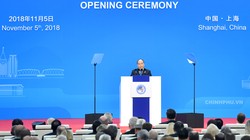 Thủ tướng Nguyễn Xuân Phúc phát biểu tại lễ khai mạc Hội chợ CIIE 2018 - Ảnh: VGP/Quang Hiếu