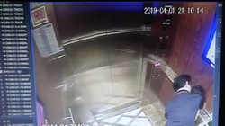 Hình cắt từ đoạn clip trong camera an ninh của tòa nhà chung cư Galaxy 