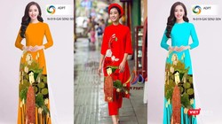 Bức tranh sơn mài “Ao sen” của họa sĩ Bùi Trọng Dư bị  ăn cắp để in trên áo dài