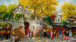 Bức "Chiều thu bên ô Quan Chưởng” của họa sĩ Lâm Đức Mạnh bị sao chép rao bán công khai 