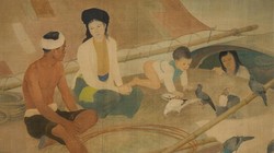 Bức Le Pécheur et Sa Famille (Gia đình ngư dân, lụa, 67cm x 110cm, 1940) của Lương Xuân Nhị bán hơn 13,8 tỷ đồng. 