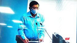 Ông Nguyễn Toàn Thắng, Giám đốc Sở TNMT TP.HCM tại cuộc họp báo chiều 28/3 (Ảnh chụp lại màn hình video ghi lại cuộc họp)