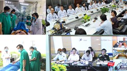 Cuộc hội chẩn online quy mô toàn quốc cuối cùng cho Bệnh nhân 91 trước khi về Anh (Ảnh: Hòa Bình ghép) 