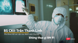 BS Trần Thanh Linh từ khu điều trị bệnh nhân nặng COVID-19 tại “tâm dịch” Đà Nẵng cho hay BN416 tổn thương phổi không thua gì BN91, tiên lượng nặng (Ảnh: Hòa Bình chụp màn hình video)