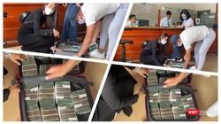 Thuỷ Tiên xuất hiện ở miền Trung, phát tiền cứu trợ bà con vùng lũ ngay trước thềm siêu bão số 9 (Ảnh: FBNV) 