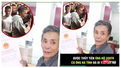 Thuỷ Tiên đã trao 200 triệu đồng cho một người dân đi trả hết nợ ngân hàng vì mất trắng gia sản sau lũ (Ảnh: FBNV) 