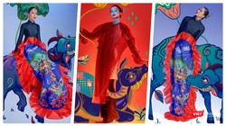 Hoa hậu H’Hen Niê tôn vinh tranh dân gian Đông Hồ trong bộ ảnh Tết (Ảnh: Nguyễn Minh Đức) 