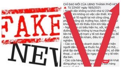 Lãnh đạo UBND TP.HCM khẳng định thông tin lan truyền trên mạng xã hội về “Chỉ đạo mới của UBND TP.HCM từ 22 giờ ngày 18/5/2021” là giả mạo - Ảnh: Hoà Bình ghép