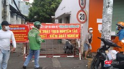 Chốt bảo vệ vùng xanh - vùng bình thường mới ở Quận 7- Ảnh: Trần Nguyên Anh