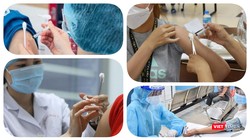 Sáng nay, TP.HCM bắt đầu chiến dịch tiêm vaccine COVID-19 cho đối tượng trẻ em từ 12-17 tuổi. Ảnh: Hoà Bình ghép