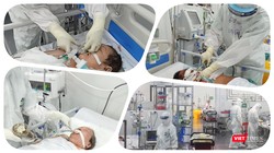 Chăm sóc bệnh nhân nặng COVID-19 tại Trung tâm Hồi sức tích cực người bệnh COVID-19 (BV Trung ương Huế tại TP.HCM). Ảnh: Hoà Bình