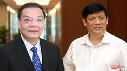 Chủ tịch UBND TP Hà Nội Chu Ngọc Anh (trái) và Bộ trưởng Bộ Y tế Nguyễn Thanh Long (phải)