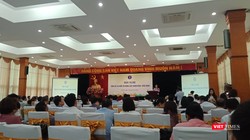 Buổi Hội nghị tổng kết 9 năm thi hành Luật Khám bệnh, chữa bệnh tại Hà Nội sáng 12/7.