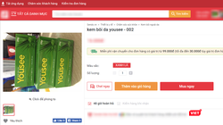 Sản phẩm kem bôi da Yousee được bày bán trên một trang thương mại điện tử (Ảnh chụp màn hình)