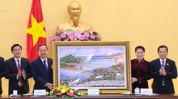 Đảng bộ và nhân dân Thanh Hóa đã tặng Chủ tịch Quốc hội bức tranh Cầu Hàm Rồng – biểu tượng cho ý chí chiến đấu anh dũng, quật cường của quân và dân Thanh Hóa - Ảnh: Báo Thanh Hóa