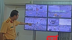 Màn hình theo dõi giao thông tại Phòng CSGT Công an TP Đà Nẵng. Ảnh: Hồ Xuân Mai.
