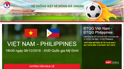 Ảnh chụp màn hình trang bán vé trực tiếp của VFF