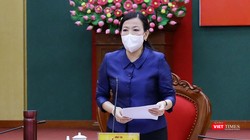 Bà Nguyễn Thanh Hải tại Hội nghị trực tuyến về công tác phòng, chống dịch COVID-19.