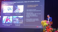 Ông Lê Nho Thông - Phó Giám đốc kinh doanh Công nghệ năng lượng số của Huawei Việt Nam - tại Hội nghị Quốc gia lần thứ XXIV về Điện tử, Truyền thông và Công nghệ Thông tin.