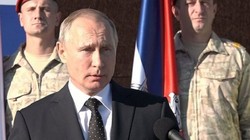 Tổng thống Nga Vladimir Putin tuyên bố chiến thắng quân sự ở Syria (ảnh: Strategic Culture)