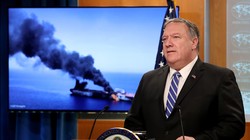 Ngoại trưởng Mỹ Mike Pompeo thông báo về vụ tấn công trên Vịnh Oman hô 13/6 (Ảnh: CNN)