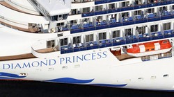 Tàu Diamond Princess neo đậu tại cảng Yokohama, Nhật Bản (Ảnh: Kyodo News)