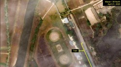 Ảnh vệ tinh cho thấy đoàn tàu riêng của ông Kim Jong-un đã xuất hiện ở thành phố nghỉ dưỡng Wonsan (Ảnh: Reuters)