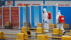 Nhân viên y tế tiến hành khử trùng trước một khu chợ ở Vũ Hán, tỉnh Hồ Bắc, Trung Quốc (Ảnh: Reuters)