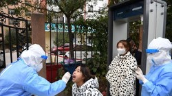 Nhân viên y tế lấy mẫu xét nghiệm Covid-19 tại thành phố Lan Châu, Trung Quốc ngày 20/10 (Ảnh: Reuters)