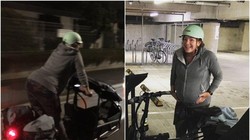 Nữ nghị sĩ Julie Anne Genter đạp xe tới bệnh viện để sinh con (Ảnh: Facebook).