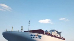 Ảnh đồ họa nhà máy điện hạt nhân nổi đầu tiên của Trung Quốc (Ảnh: CGN)