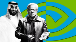 Hoàng Thái tử Arab Saudi Mohammed bin Salman và giám đốc Nvidia Jensen Huang (Ảnh: FT)