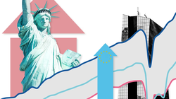 Khoảng cách giữa nền kinh tế Mỹ và châu Âu dự kiến ​​sẽ còn kéo dài (Ảnh: FT)