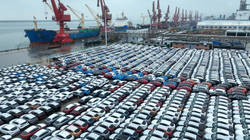 Số lượng lớn ô tô chuẩn bị xuất khẩu tại Liên Vân Cảng, tỉnh Giang Tô, Trung Quốc, ngày 17/1/2024 (Ảnh: Getty)